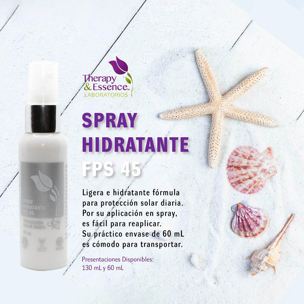 Spray hidratante con protección solar FPS 45 en envase de 130 ml.