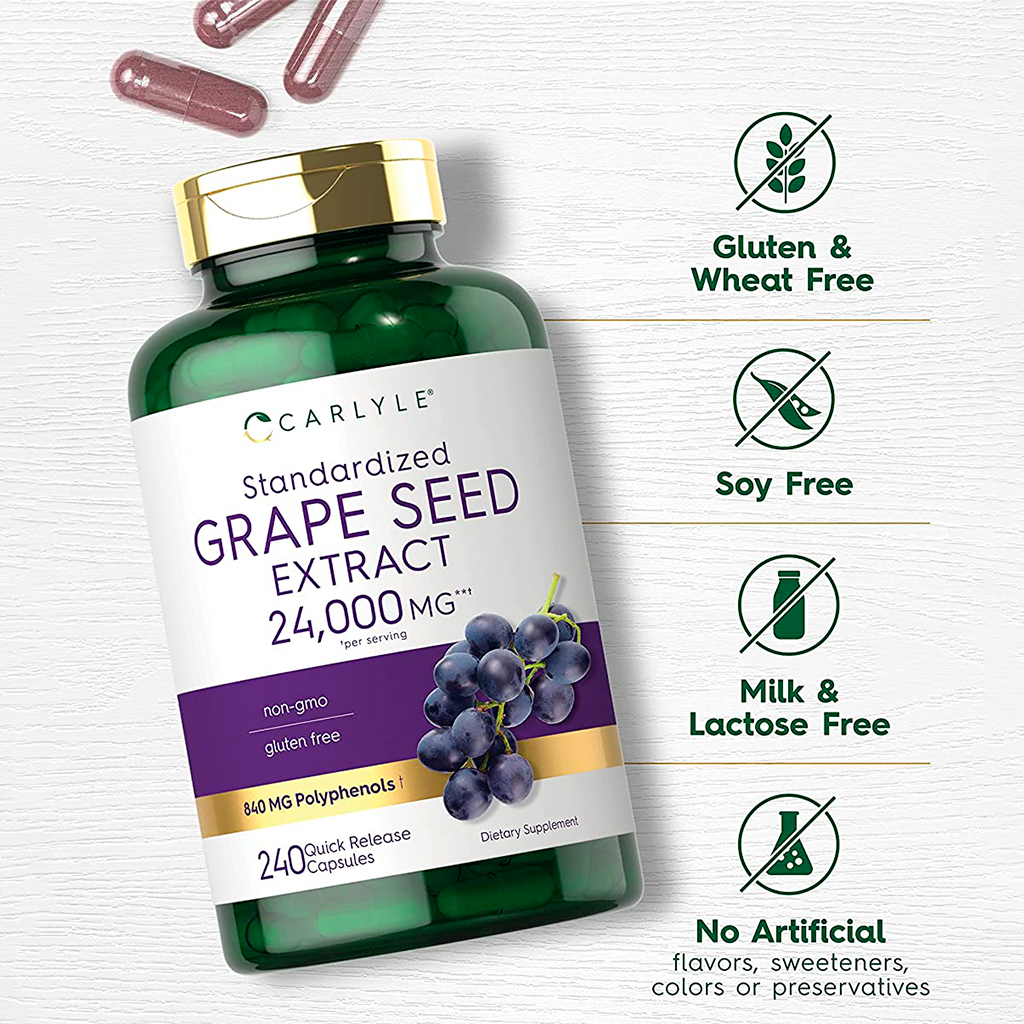 Extracto de semilla de uva, suplemento antioxidante, polifenoles, catequina, epicatequina, salud cardiovascular, fuerza capilar.