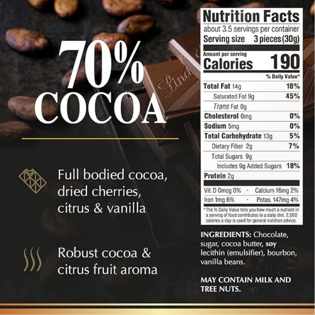 Lindt EXCELLENCE 70% Barra de Chocolate Negro Cacao 70%