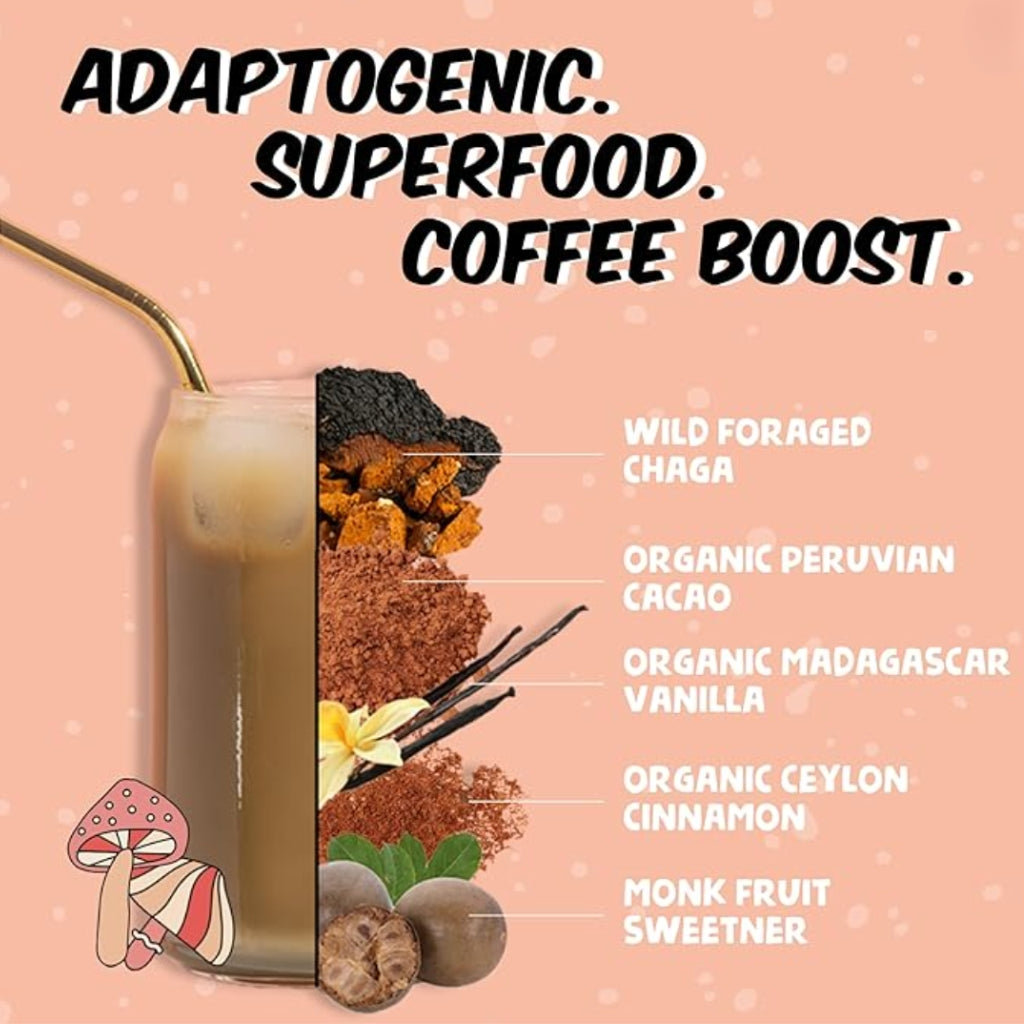 Renude Chagaccino - Café de hongos chaga silvestres, polvo de refuerzo de energía adaptógeno, belleza natural y apoyo inmunológico