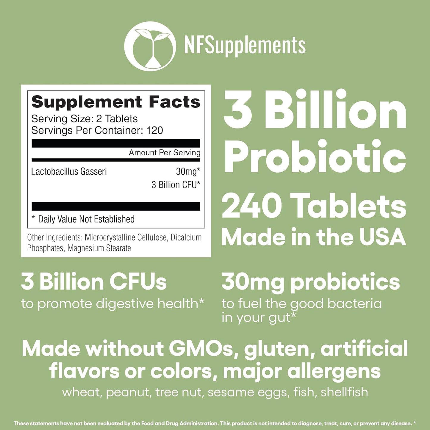 Probiótico Lactobacillus Gasseri 3 billones en cápsulas NFSupplements