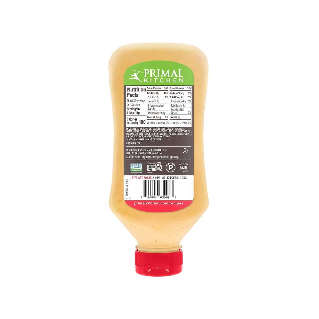 Mayonesa Primal Kitchen, lima chipotle picante, bote, keto, orgánica, con aceite de aguacate