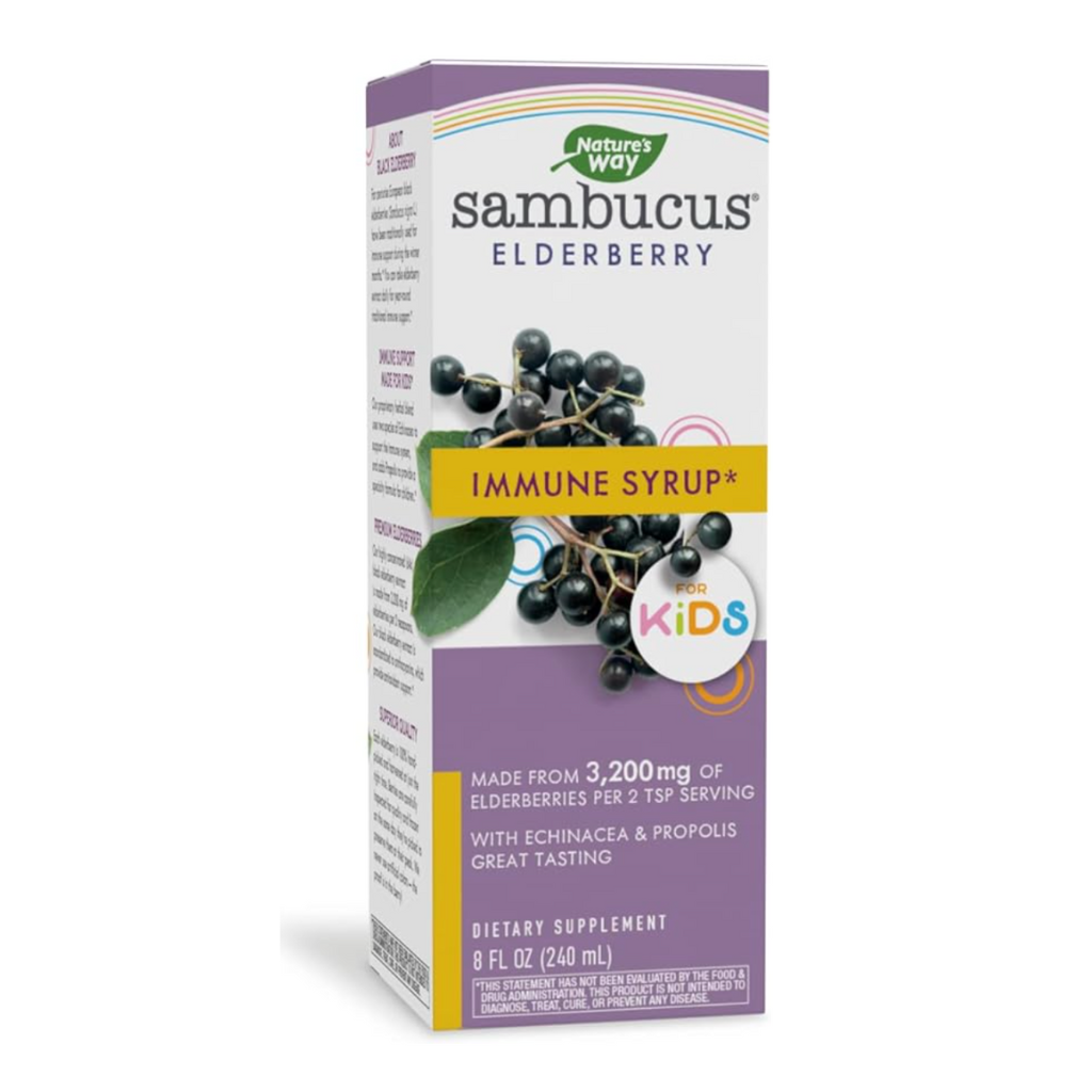 Nature's Way Sambucus - Jarabe inmunológico de saúco para niños con equinácea y propóleos, apoyo inmunológico