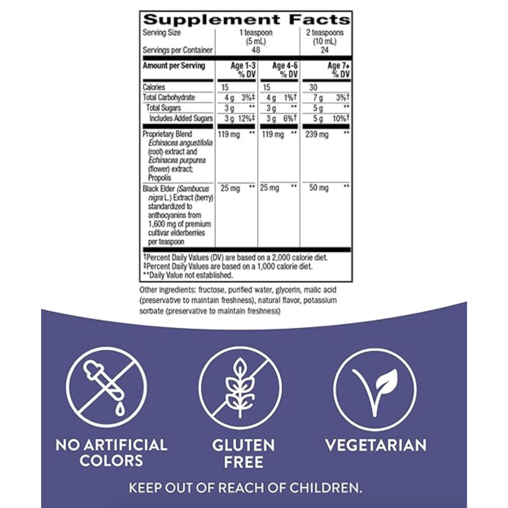 Nature's Way Sambucus - Jarabe inmunológico de saúco para niños con equinácea y propóleos, apoyo inmunológico
