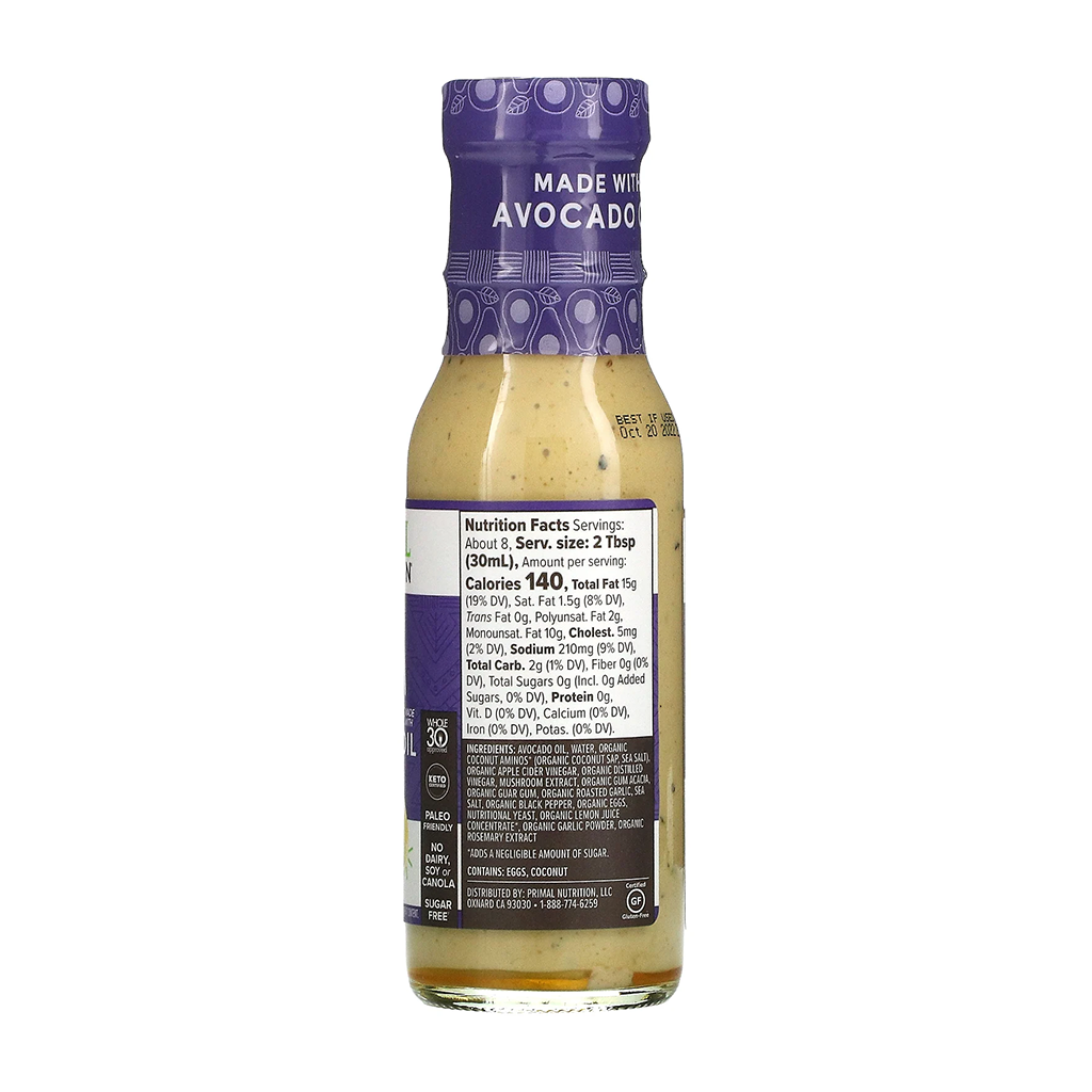 Aderezo y Adobo con Aceite de Aguacate Primal Kitchen