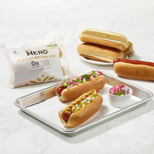 Hero Bollo clásico para perros calientes – Deliciosos rollos y bollos netos bajos en carbohidratos para perros calientes