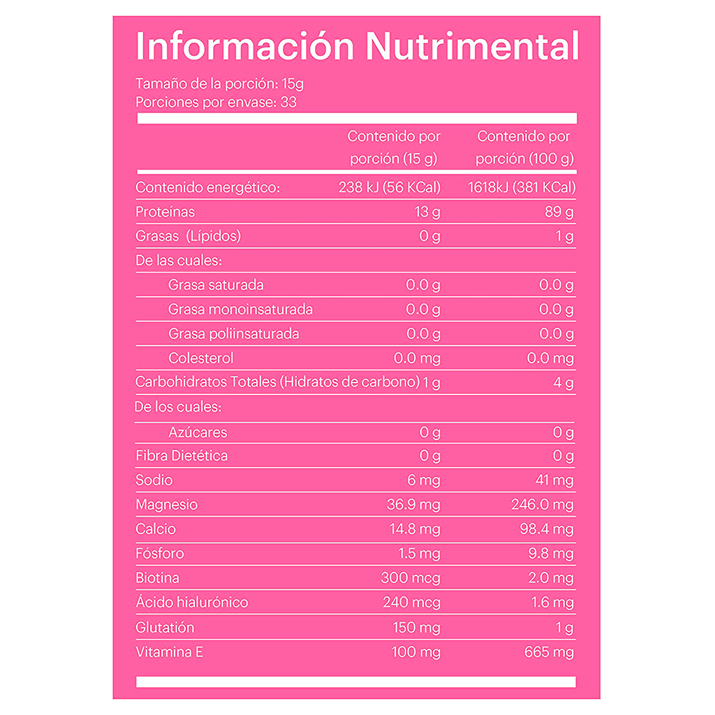 Péptidos Bioactivos de Colágeno Hidrolizado + Ácido Hialurónico + Biotina + Vitamina E + Glutatión