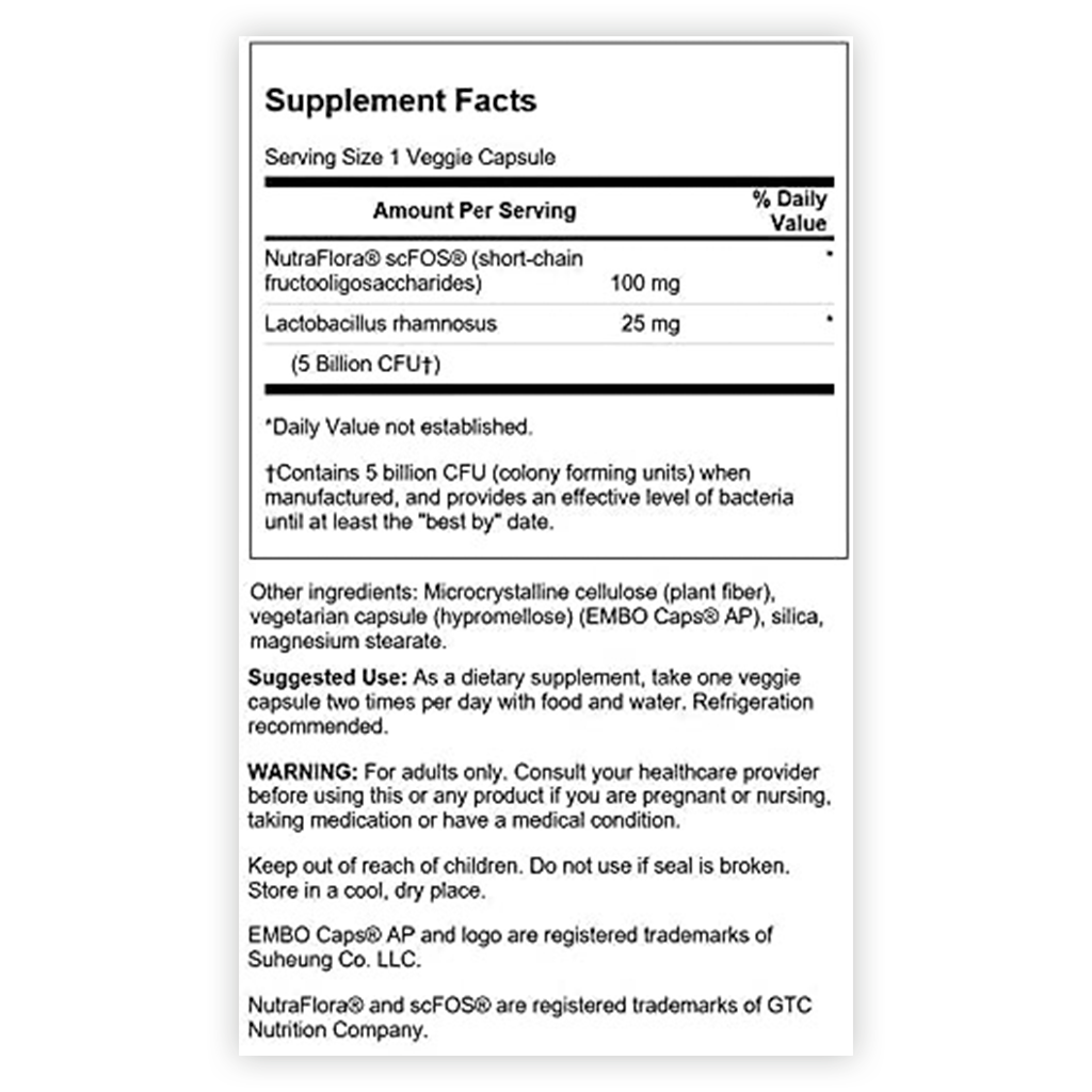 Lactobacillus Rhamnosus con FOS en Cápsulas Swanson