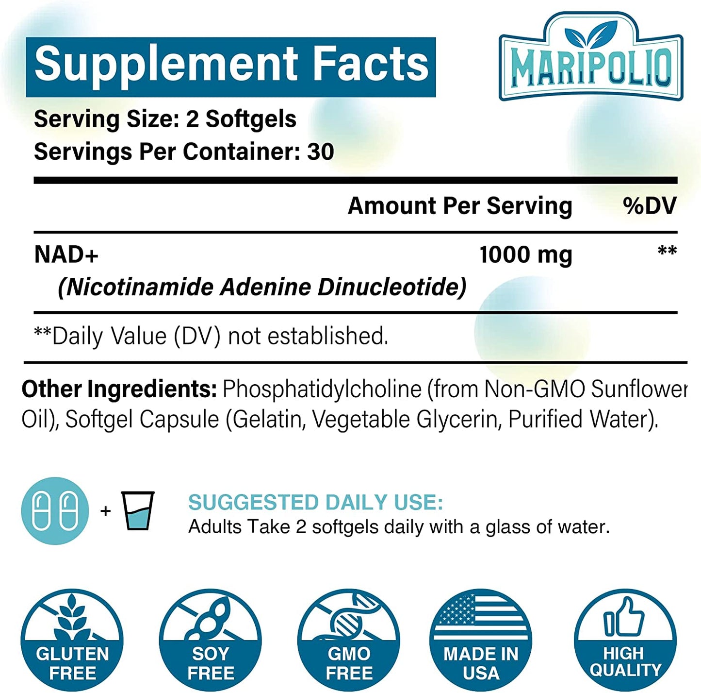 Suplemento Liposomal NAD+ 1000 mg Maripolio